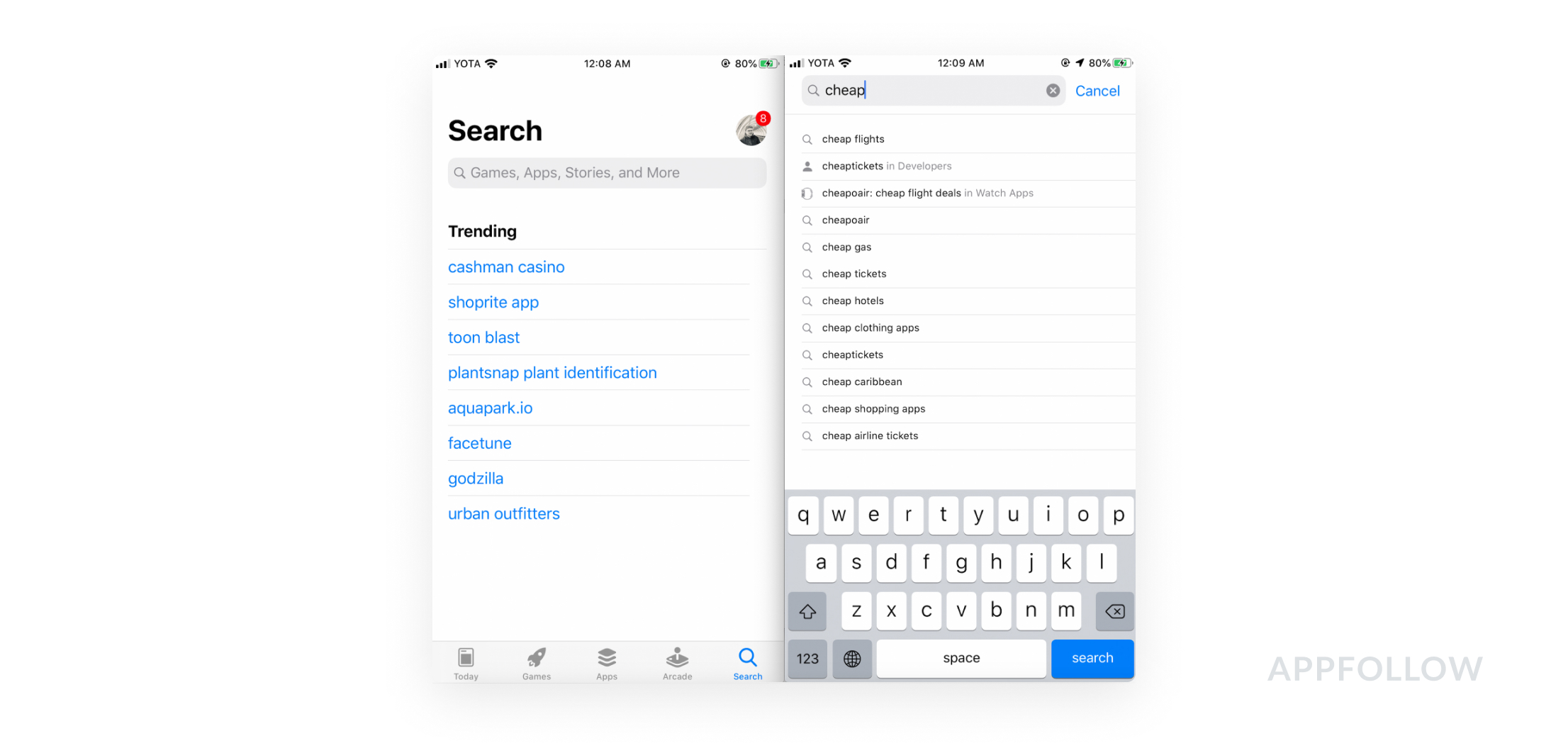 search suggestion iOS 13
