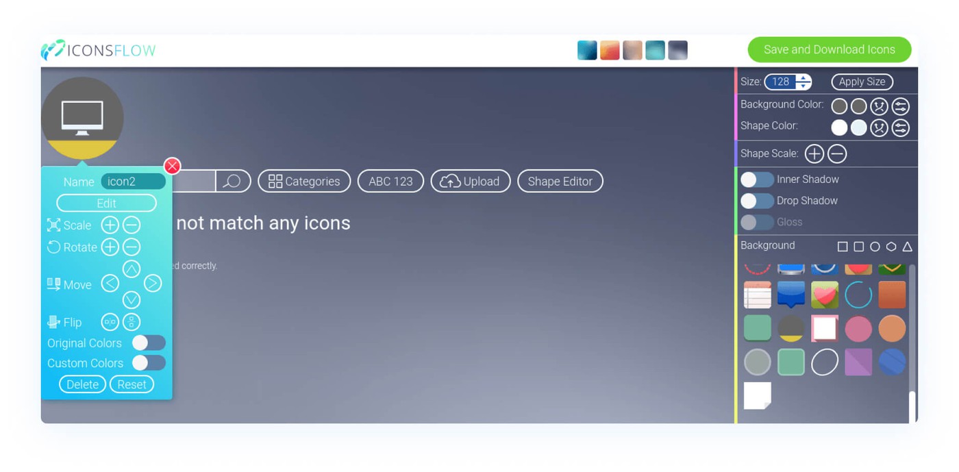 Iconsflow interface example